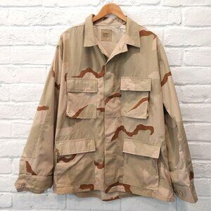 Vintage Military Coat Mens Large Desert Camo Combat Army Shirt Jacket Ripstop